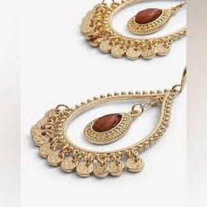 Elegant Gold and Brown Teardrop Earrings